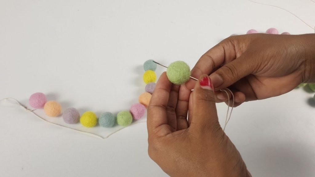 Felt ball curtain tie backs for decor